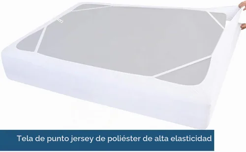 Vista 4 de Funda de somier, tamaño individual, falda de cama de 4 lados con envoltura Blanco