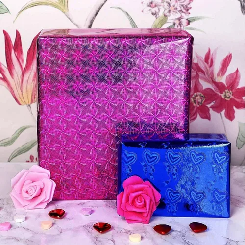 Vista 3 de Juvale Rollos de papel de regalo holográficos metálicos para regalo, patrones de papel de regalo, envoltura de regalo metálica para regalos