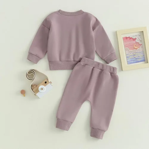 Vista 7 de Fernvia Ropa para bebé niña de 3, 6, 9, 12, 18 y 24 meses, conjuntos de sudadera de manga larga + pantalones