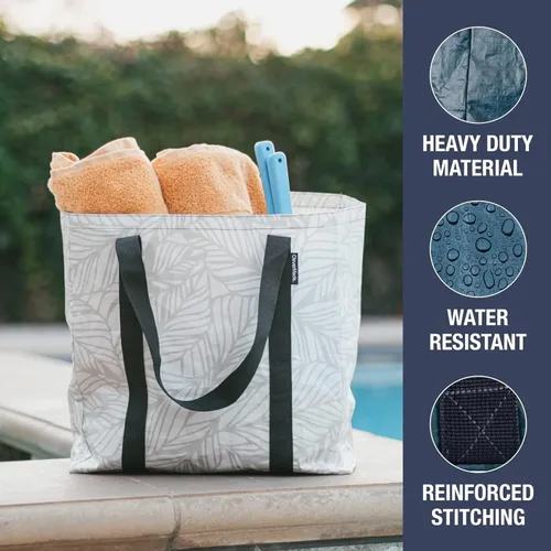 Vista 4 de Bolsas de almacenamiento plegables CleverMade, paquete de 2 bolsas de embalaje reutilizables de plástico resistentes de gran