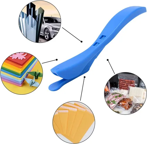 Vista 3 de EHDIS Cortador de papel de regalo, 2 paquetes de cortador de papel de regalo de Navidad, cortador de rollo de papel deslizante para vacaciones, Azul