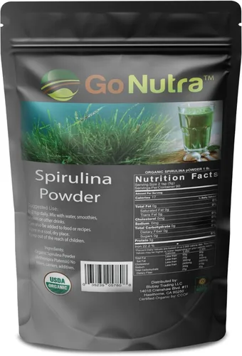 Vista 8 de Go Nutra Polvo de espirulina orgánica, suplemento de hierbas superalimentos