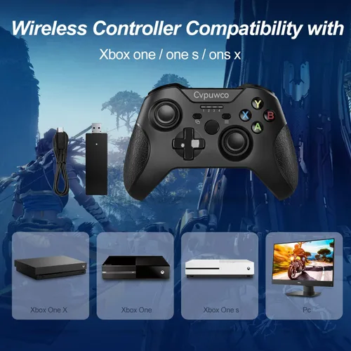 Vista 7 de Controlador inalámbrico de 24 GHZ compatible con Xbox One Xbox Series XS Xbox One SX One Elite Windows 10 negro