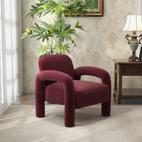 Vista 18 de Silla decorativa moderna, cómoda silla tapizada de terciopelo, acogedora silla individual de tocador, silla de barril copetudo, silla de lectura
