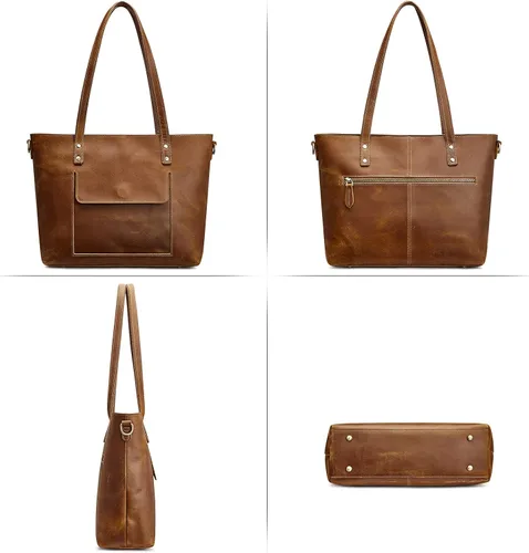 Vista 20 de S-ZONE Bolso bandolera vintage de cuero genuino para mujer