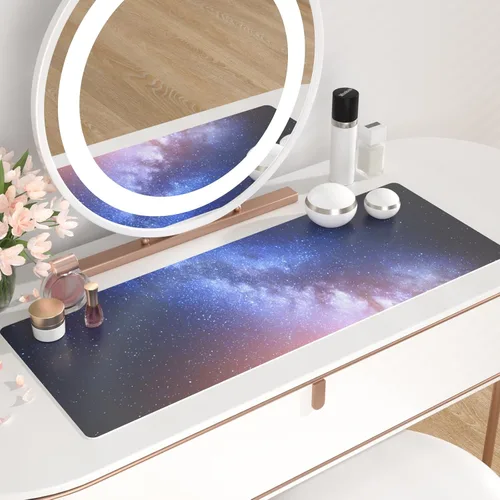 Vista 6 de Qiyi Alfombrilla de escritorio, grande, de mouse, vía láctea, decoración, piel sintética impermeable, protector para oficina, hogar, trabajo
