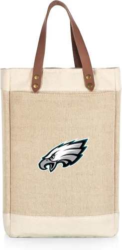 Vista 11 de PICNIC TIME NFL Pinot - Jute 2 Bottle Insulated Wine Bag - Wine Tote Bag - Wine Gift Bag, (Beige)