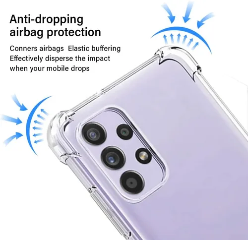 Vista 9 de Funda para Samsung A52, Galaxy A52 5G con protector de pantalla, a prueba de golpes, transparente, delgada, suave, de silicona TPU protectora