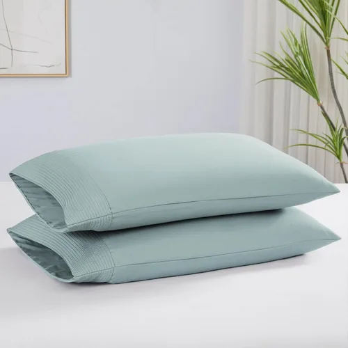 Vista 37 de Southshore Fine Linens® - Vilano® Springs - Par de fundas de almohada plisadas, color negro, estándar (Queen)