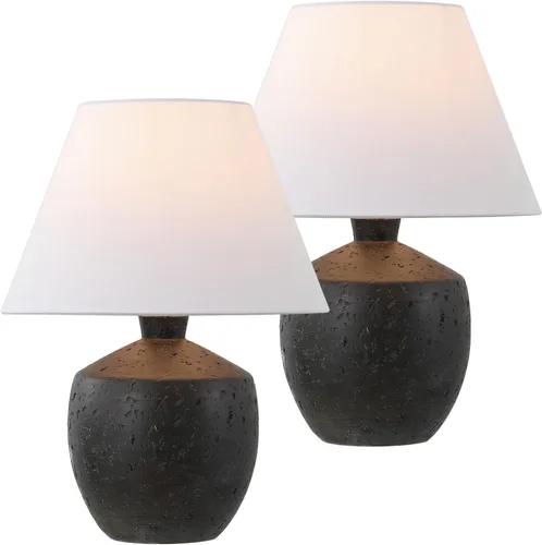 Vista 9 de JONATHAN Y JYL5606A-SET2 Myron 18" lámpara de mesa minimalista escandinava de efecto hormigón, resina/hierro LED para recámara, sala, oficina