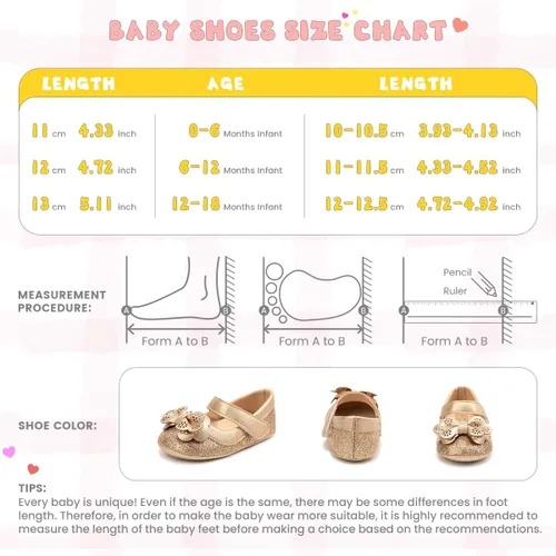 Vista 6 de CENCIRILY Zapatos planos Mary Jane para bebés y niñas, antideslizantes, suela suave, para antes de caminar, zapatos de vestir de boda