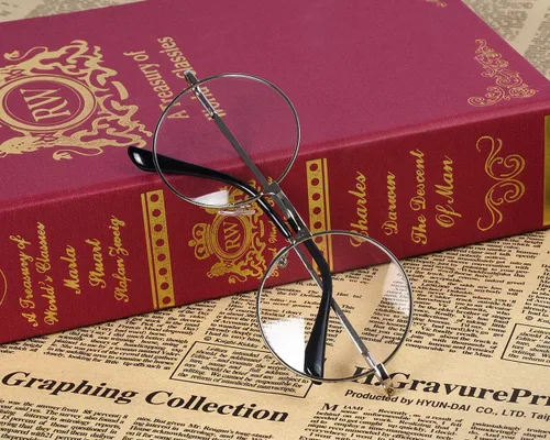 Vista 7 de Juego de 3 gafas redondas grandes con marco de metal de 2 pulgadas, lentes circulares livianas para mujeres y hombres (transparente), Claro