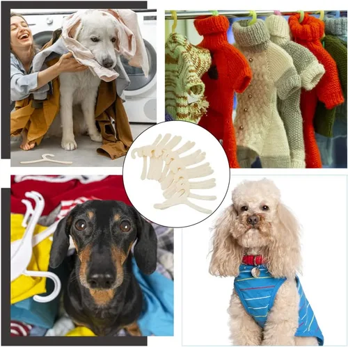 Vista 7 de 40 perchas de plástico para ropa para mascotas, perchas de gasa de limón para animales pequeños, perchas de ropa con estampado de patas de mascotas