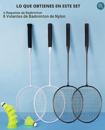 Vista 2 de AboveGenius Lightweight Badminton Set, 4/6 Rackets with 6 Nylon Birdies