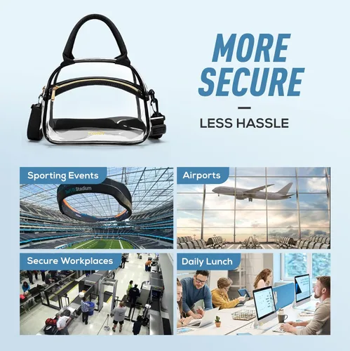 Vista 8 de TOURIT Bolsa de almuerzo transparente aprobada para estadios, bolsa transparente con correa ajustable, lonchera transparente para mujeres y hombres