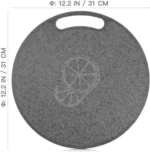 Vista 2 de Cabilock Tabla de cortar redonda de mármol de imitación de 12.20 pulgadas, bloque de cortar de plástico, tabla de cortar frutas y verduras