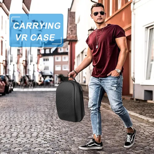 Vista 7 de Linkstyle Funda rígida de transporte compatible con Oculus Quest 2, funda de viaje de realidad virtual para controladores de auriculares
