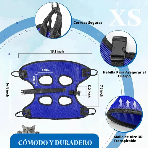 Vista 2 de PatiencET Hamaca de Aseo para Perros, Hamaca de Aseo para Mascotas para Gatos y Perros, Soporte para Perros para Recortar Uñas, Cabestrillo para Azul