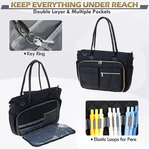 Vista 5 de Teacher Toted Laptop Bag with Cup Holder,Nurse Bags Professional Briefcases Business Computer Purses Handbag