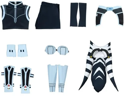 Vista 5 de Tano Costume - Conjunto completo de disfraz para mujer adulta con accesorios para la cabeza Tano (L)
