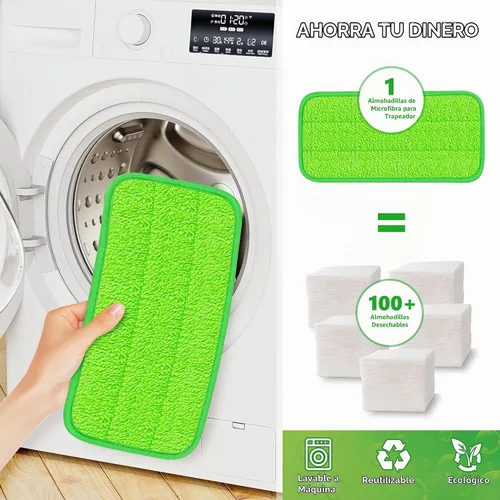 Vista 4 de Almohadillas de microfibra compatibles con trapeador Swiffer, almohadillas húmedas, almohadillas secas, almohadillas húmedas reutilizables