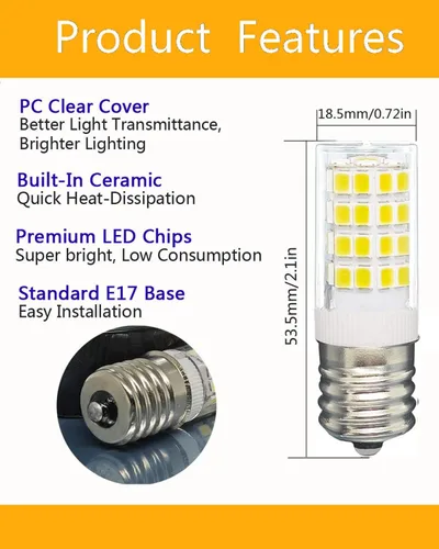 Vista 5 de KEI D28x kel 2816x Bombilla para refrigerador 3W E17 LED de repuesto de bombilla para congelador, 5304522314 5304517886 blanco frío 6000K 100V-265V