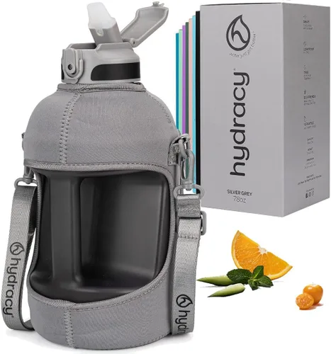 Vista 26 de Hydracy Botella de agua de plástico Tritan de 2.3 L sin BPA con correa de hombro ajustable, tapa a prueba de derrames y práctica boquilla de Lus