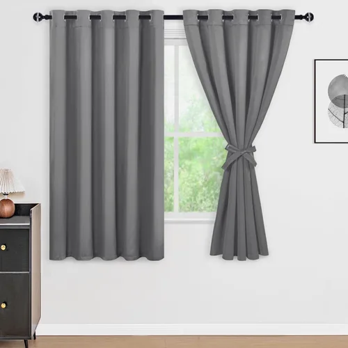 Vista 114 de DWCN - Cortinas 100% opacas para dormitorio con forro negro, cortinas de ventana de doble capa con aislamiento térmico que oscurecen toda la Azul