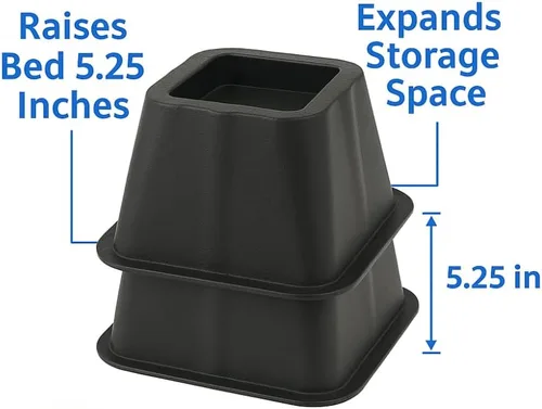 Vista 2 de SKYREN Elevadores de cama, plástico resistente de 6 pulgadas, negro, paquete de 4, para camas, sofás y mesas