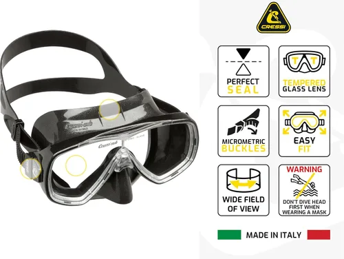 Vista 2 de Cressi Juego de esnórquel de viaje ligero premium para todas las edades, aletas ajustables + máscara de silicona + snorkel seco - Juego Palau SAF