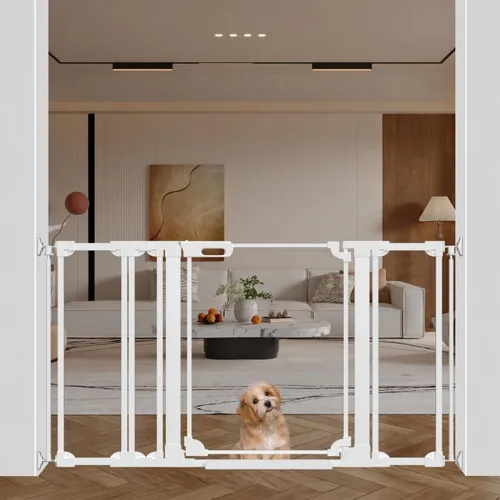 Vista 10 de WAOWAO Puerta transparente para bebés para escaleras, diseño moderno, acrílico con cierre automático, puerta para mascotas, 29.52-37.79 pulgadas