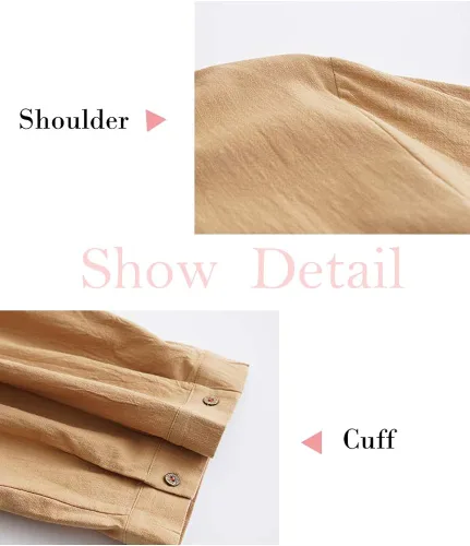 Vista 6 de Minibee Camisas de lino para mujer, blusas con botones