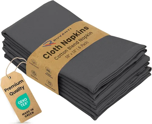Vista 43 de Ruvanti - Juego de 4 servilletas de tela de 45x45 centímetros, lavables, suaves, duraderas, absorbentes, mezcla de algodón. Servilletas de mesa