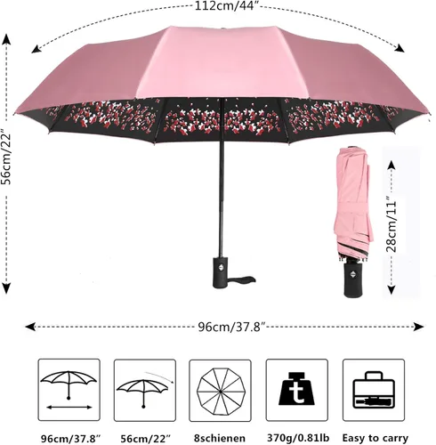 Vista 3 de Paraguas de lluvia plegable con apertura automática, para viajes, impermeable, para mujer, sombrilla automática.