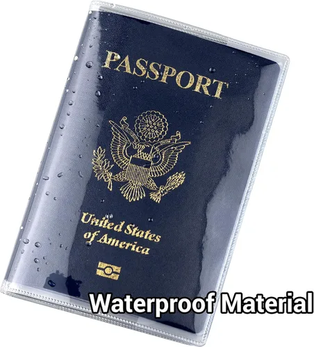 Vista 4 de Paquete de 10 fundas para pasaporte de plástico transparente, funda protectora de pasaporte, funda de vinilo transparente para pasaporte