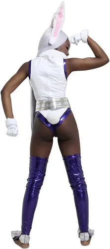 Vista 3 de miccostumes Disfraz de superhéroe de conejo de anime para mujer, Blanco
