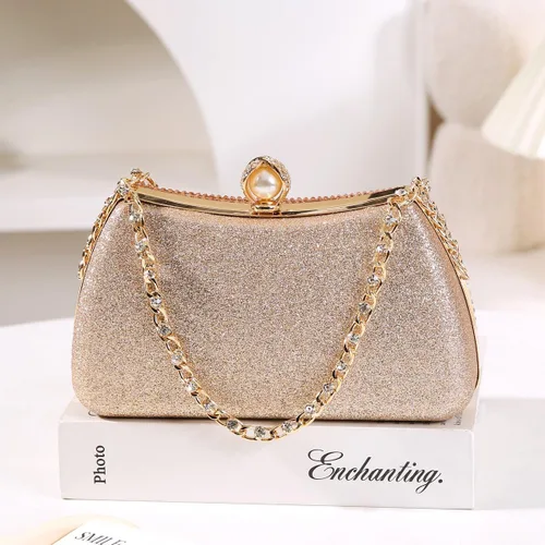 Vista 6 de Dreubea Bolso de noche con diamantes de imitación para mujer con cadena brillante