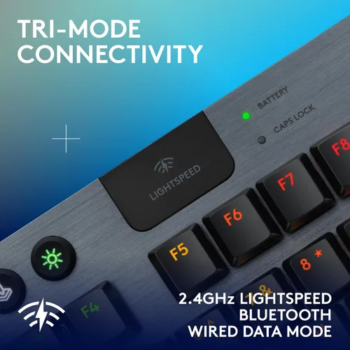Vista 5 de Logitech G 915 X Lightspeed TKL Teclado mecánico inalámbrico para juegos, teclas PBT de doble disparo, teclas totalmente programables, teclados RGB