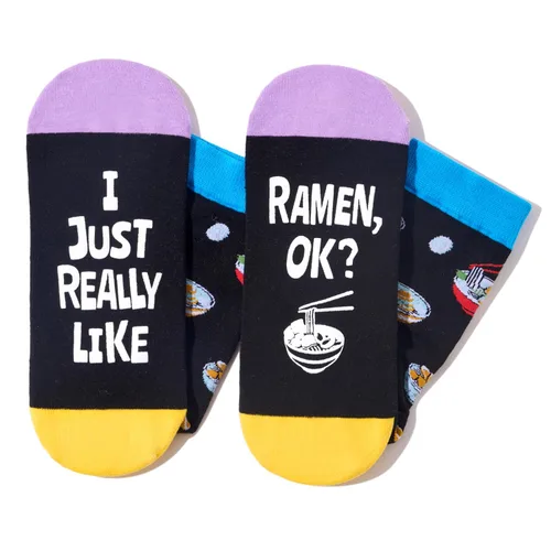 Vista 4 de HAPPYPOP Regalos divertidos para él, su mamá, papá, regalos de ramen, regalos de taco de hamburguesas, calcetines de tacos de hamburguesa de ramen
