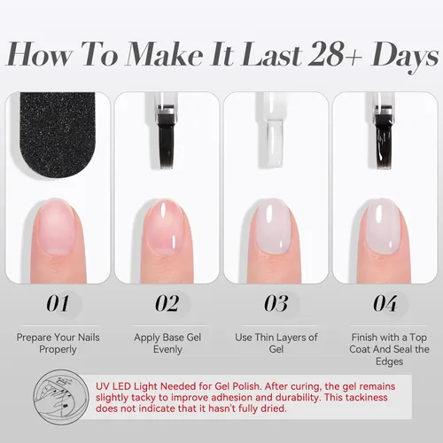 Vista 8 de Born Pretty - Esmalte de gel blanco lechoso, color blanco gelatina