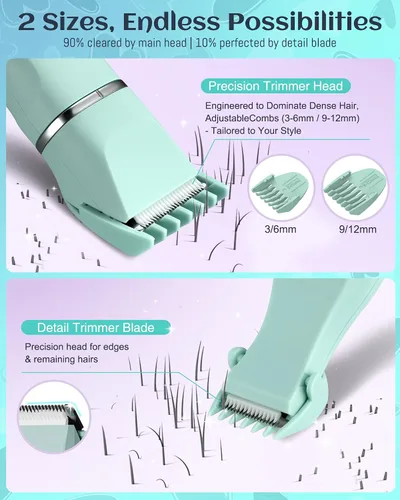 Vista 3 de Maquinilla de afeitar eléctrica impermeable para bikini para mujeres, afeitadora de vello púbico, afeitadora recargable con cuchillas cerámicas