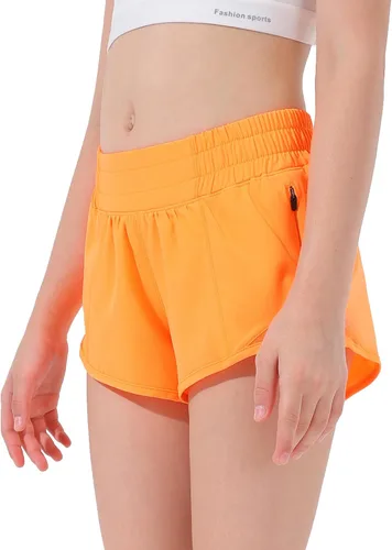 Vista 2 de Aurefin Pantalones cortos deportivos para niñas, pantalones cortos ligeros para correr para adolescentes, niñas, pantalones cortos deportivos