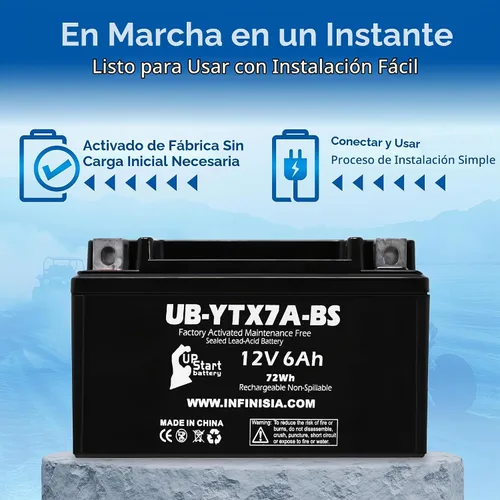 Vista 6 de Reemplazo YTX7A-BS 12V 6Ah para batería de cortacésped R110