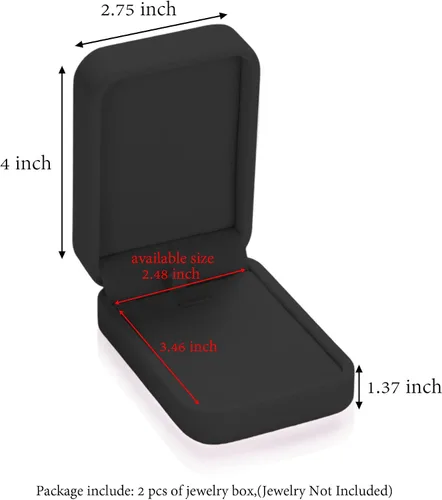 Vista 2 de HESSION Juego de 2 joyas de terciopelo colgante collar caja de regalo de compromiso boda caso (negro)
