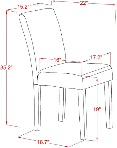 Vista 14 de East West Furniture DLAB5-BLK-73 - Juego de mesa de comedor de 5 piezas para 4 personas, incluye una mesa de cocina redonda con gota y 4 sillas