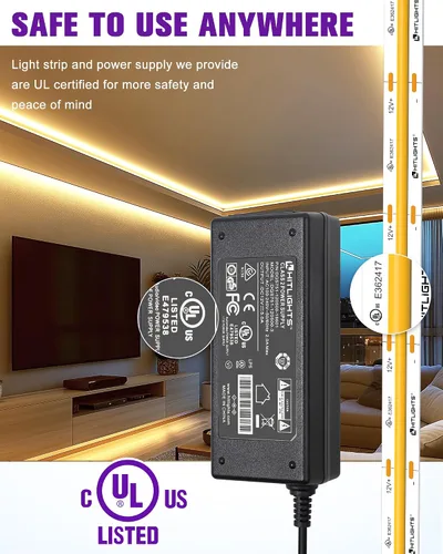 Vista 4 de HitLights - Kit de tiras de luces LED COB de luz blanca cálida 3000K, luz de cinta regulable con control remoto, fuente de alimentación de 12V, 2640