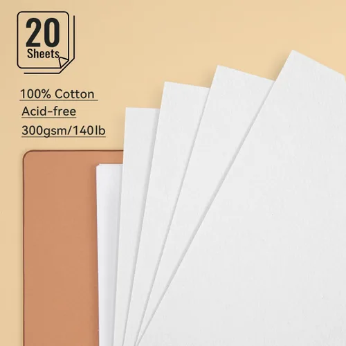 Vista 3 de Libro de bocetos de acuarela Lightwish, 100% algodón sin ácidos, papel de acuarela prensado en frío de 300 gsm/140 lb para artistas, adultos
