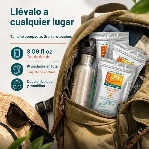 Vista 7 de Avon Skin Suave Bug Guard + Picaridin toallitas 8 unidades (paquete de 2) Skin So Soft Bug Guard, DEET-Free Repellent Wipes with Vitamin E & Aloe