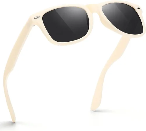 Vista 30 de FEIDUSUN Lentes de sol polarizados para hombre y mujer, lentes de sol retro negros para conducir, pescar, protección UV