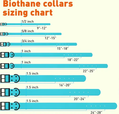 Vista 41 de Dogline Biothane - Collar impermeable para perro con hebilla de liberación rápida, resistente cincha de nailon recubierta con resistente y a prueba